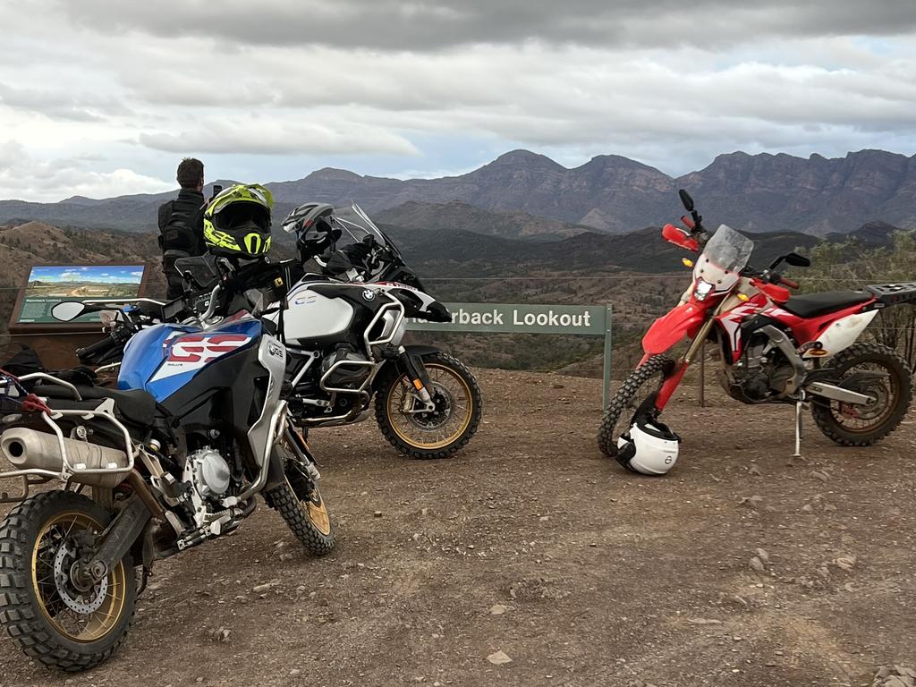 Ben Williams and his bike (left) before his accident in the Flinders Ranges.