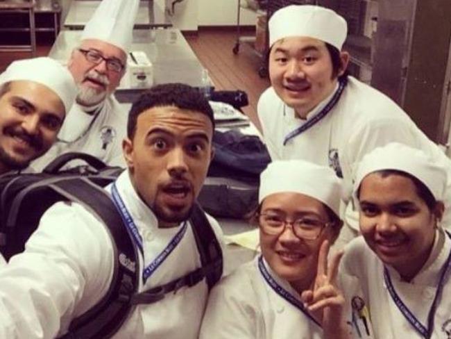 Keith Green, third from left, was very popular and is seen here at the $54,000 a year Cordon Bleu Culinary School. Picture: Supplied