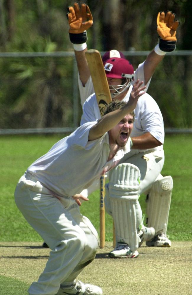 Palmerston's Dean Butt traps Darwin's Ken Vowles leg before wicket yesterday.