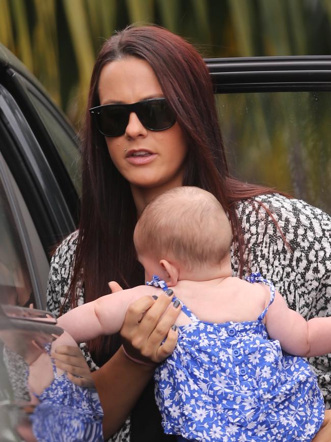 Ainslie Currie leaves the footballer’s home.