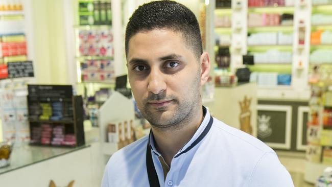 Pharmacist Fouad Bakkali, who was with injured Australian woman Jom Cadman inside the pharmacy until doctors arrived. Picture: Ella Pellegrini