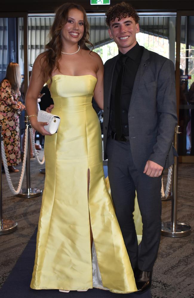 Olivia Light and Jett Brutnell at the Sunshine Coast Grammar School formal 2023. Photo: Jorina Maureschat