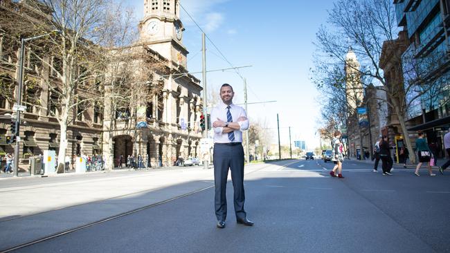 Former deputy lord mayor Houssam Abiad in King William St before he left for Saudi Arabia. Picture: Supplied