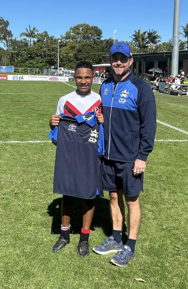 Wide Bay winger Trent Sellin presented his man of the match award during last year's event.
