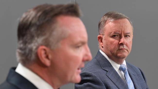 Opposition Leader Anthony Albanese, right, and Opposition health spokesman Chris Bowen. Picture: AAP