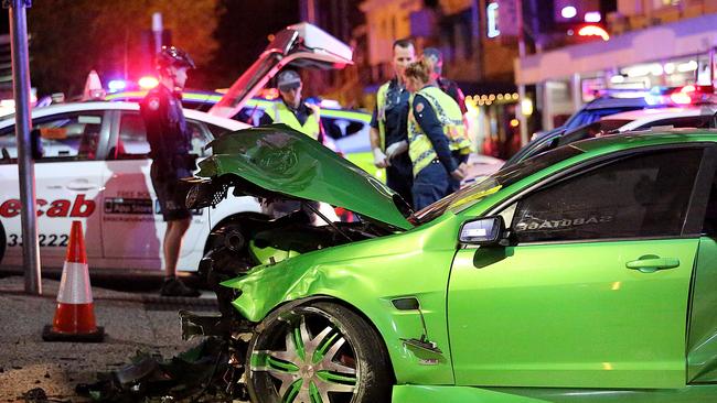 A serious crash on Wickham Street in Fortitude Valley. Picture: Marc Robertson