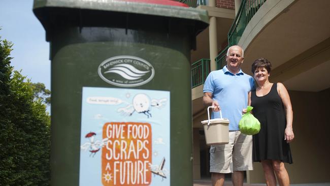 Coogee residents Judy Ashcroft and her husband Bill, have participated in Randwick City Council's food scraps trial program of collecting food scraps to be re-used. Picture: Phillip Rogers.