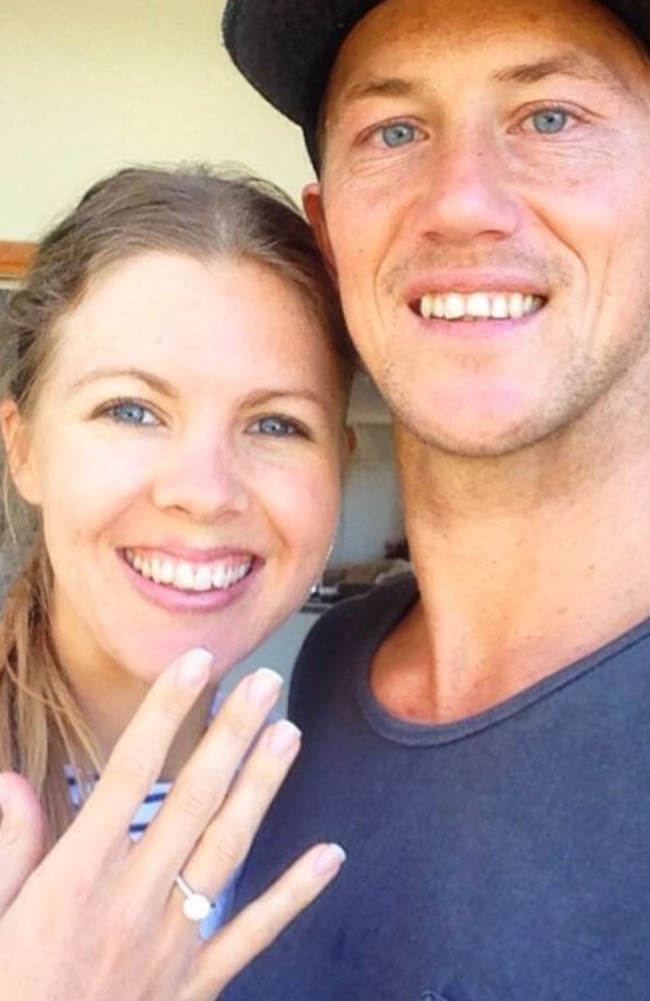 Tallon Pamenter and Jessica Ainscough celebrating their engagement. Picture: Instagram.