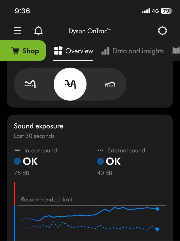 You can pair the OnTrac headphones to the MyDyson app for tracking and reporting in real time. Picture: Troy Nankervis