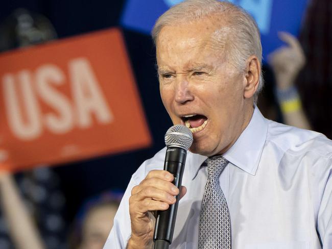 BOWIE, MD - NOVEMBER 07: U.S. President Joe Biden speaks during a campaign rally for Democratic gubernatorial candidate Wes Moore at Bowie State University on November 7, 2022 in Bowie, Maryland. Moore faces Republican state Rep. Dan Cox in tomorrow's general election.   Nathan Howard/Getty Images/AFP