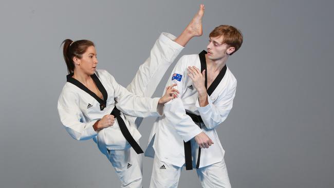 Bankstown couple and taekwondo champions Serena Stevens and Thomas Auger. Picture: Damian Shaw