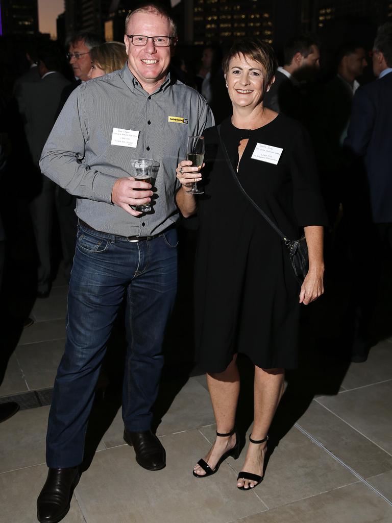 Kurt Pidgeon and Rochelle Finlay at the Green Deck, Parliament House for the opening night of Queensland’s premier international tech and innovation event QODE. Picture: AAP Image/Josh Woning