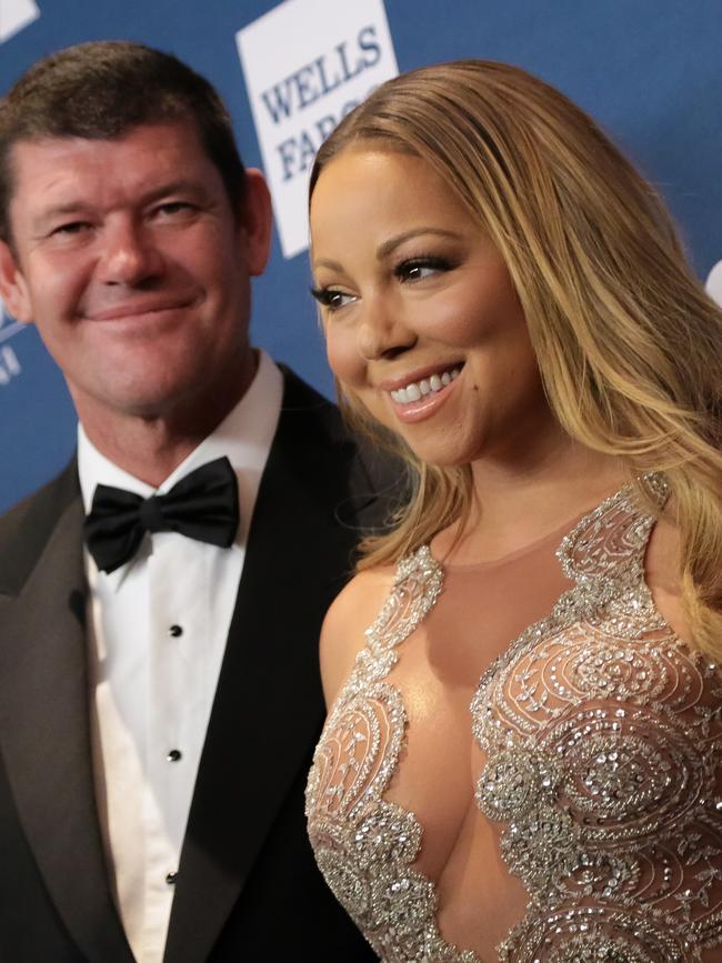 James Packer with Mariah Carey in 2016. Picture: Brent N. Clarke/FilmMagic