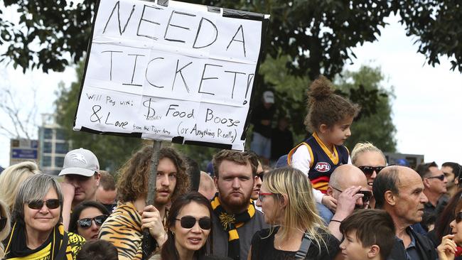 Fans looking for a tickets to last year’s final. Picture: Sarah Reed