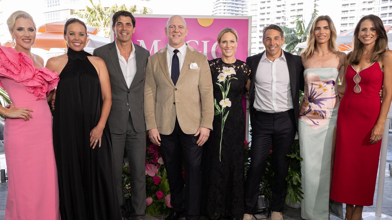 Ally Mosley, Nicole Slater, Nacho Figueras, Mike and Zara Tindall, Billy Slater, Delfina Blaquier and Amanda Abate at the Magic Millions Women in Racing Awards at Isoletto at the Star Gold Coast - they will all be trackside on Saturday, January 4, at the Gold Coast Turf Club for the Magic Millions launch day ‘Gold party’. Picture: Luke Marsden.