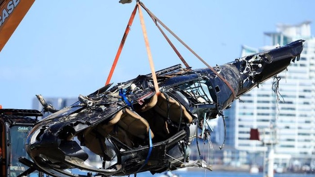 Four people were killed and many more injured after two helicopters collided near Sea World on the Gold Coast on January 3. Picture Scott Powick