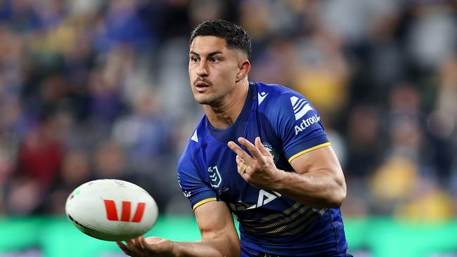 SYDNEY, AUSTRALIA - JULY 26: Dylan Brown of the Eels pbduring the round 21 NRL match between Parramatta Eels and Melbourne Storm at CommBank Stadium, on July 26, 2024, in Sydney, Australia. (Photo by Brendon Thorne/Getty Images)