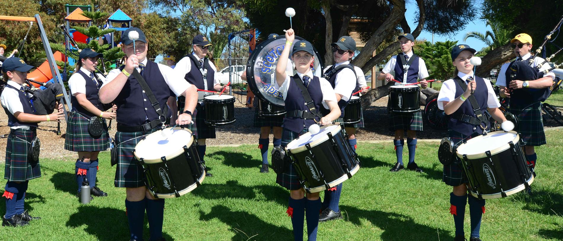 Scotch College Band, at the Head of the River regatta. Picture: Michael Marschall