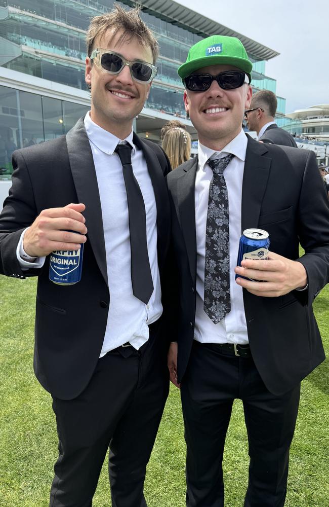 Jack Thompson and Harry Goode at Flemington for Derby Day on November 2, 2024. Picture: Phillippa Butt