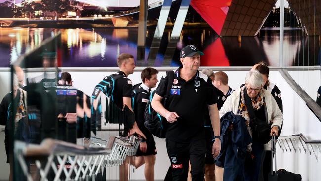 Coach Ken Hinkley returns to Adelaide after Port Adelaide’s preliminary final loss to the Sydney Swans. Picture: Kelly Barnes