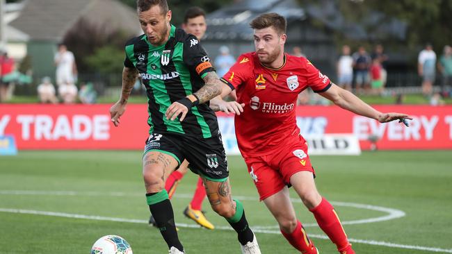 Western United’s Italian maestro Alessandro Diamanti was a constant menace for Adelaide United. Picture: AAP Image/George Salpigtidis