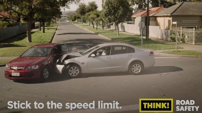 Think! Road Safety – Speeders Come Out Of Nowhere campaign. Picture: SA Police