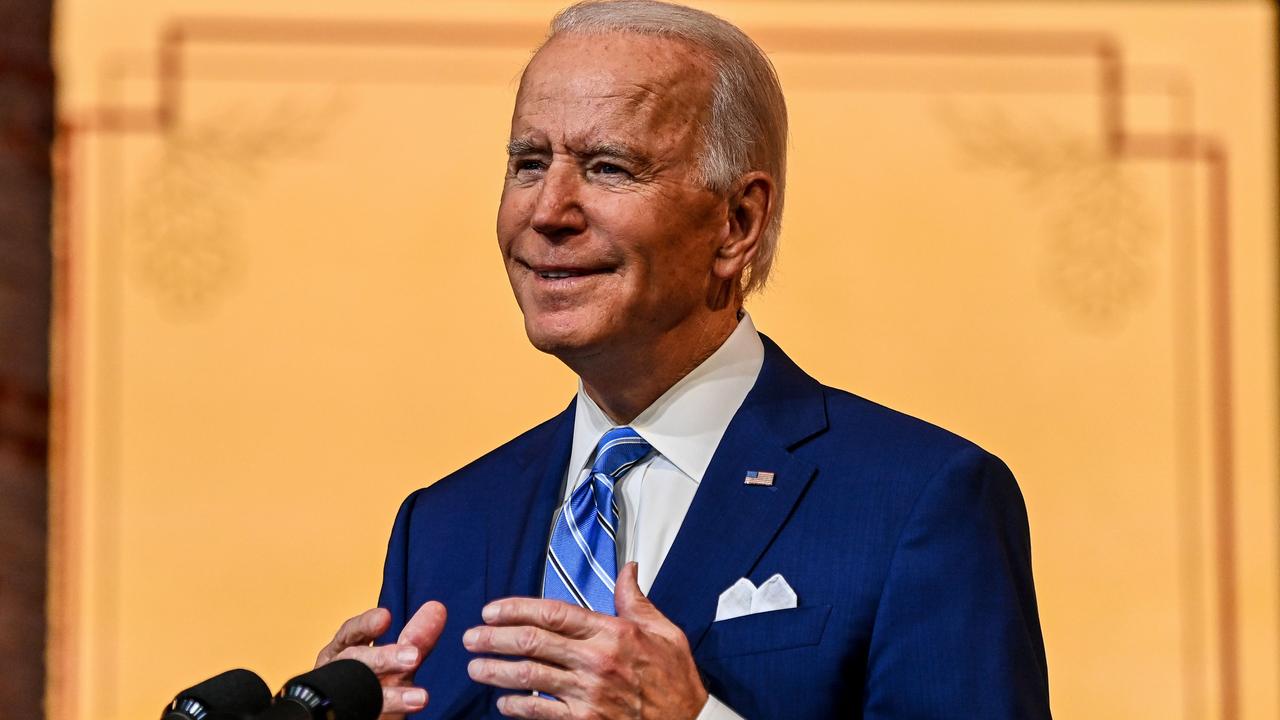 Joe Biden delivers a Thanksgiving address at the Queen Theatre in Wilmington, Delaware, on November 25. Picture: Chandan Khanna/AFP