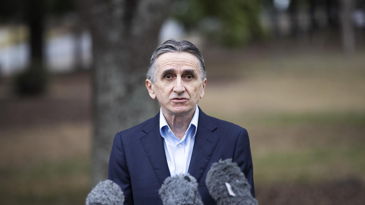 Tourism QLD CEO Daniel Gschwind addressing media about Stage 2 restriction ease at Fort Rd, Oxley, Brisbane, 31st of May 2020. (News Corp/Attila Csaszar)