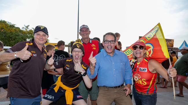 Luke Gosling with the Fans at the Gold Coast Suns v Hawthorn AFL match at TIO Stadium. Picture: Pema Tamang Pakhrin