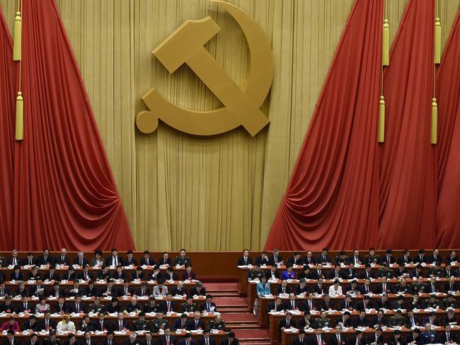 Delegates attend the opening session of the Chinese Communist Party's five-yearly Congress at the Great Hall of the People in Beijing. Picture: AFP / Wang Zhao