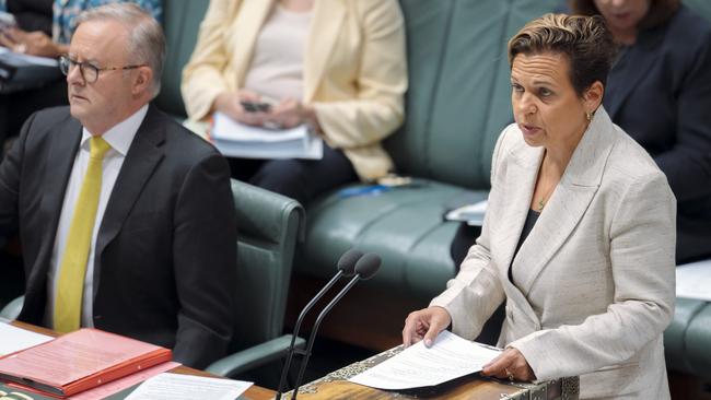 Communications Minister Mich­elle Rowland has refused to weigh into the open letter criticising coverage of the Israel-Hamas conflict signed by more than 100 journalists, including from the ABC.Picture: NCA NewsWire/David Beach