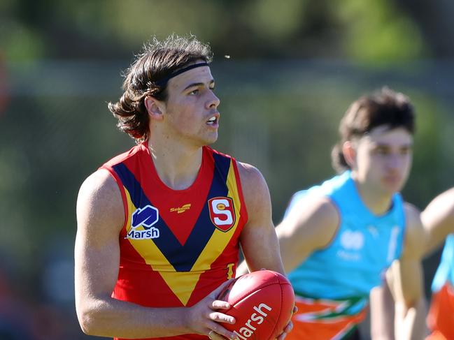 Lucas Camporeale looks to be Blues-bound come November’s National Draft. Picture: Sarah Reed/AFL Photos via Getty Images.