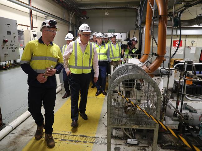 Prime Minister Scott Morrison visits the Trevallyn Power Station in Launceston. Picture: Adam Taylor via PMO