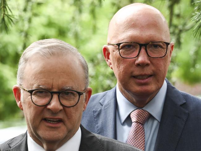 CANBERRA, AUSTRALIA, NewsWire Photos. FEBRUARY 6, 2024: Leader of the Opposition Peter Dutton and Prime Minister Anthony Albanese attend a Ecumenical service to commemorate the commencement of Parliament for 2024 at St Andrews Presbyterian church in Canberra. Picture: NCA NewsWire / Martin Ollman