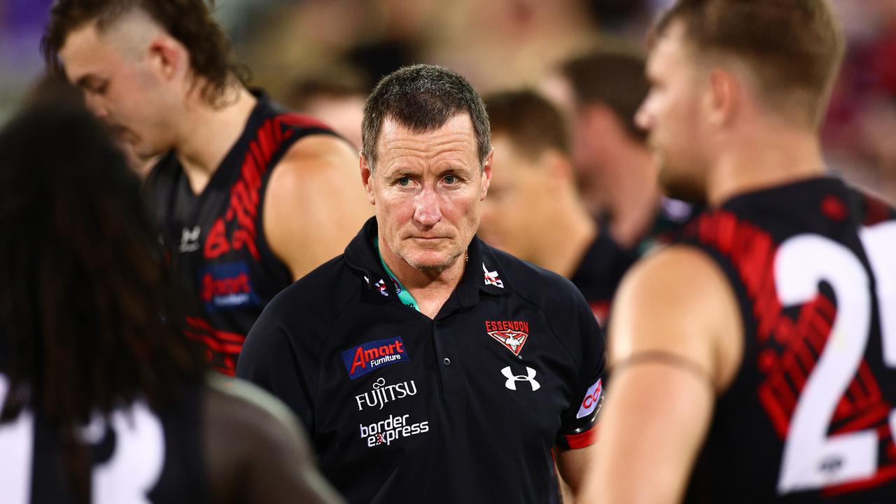 Bombers coach John Worsfold is after his team’s critics. Picture: Daniel Kalisz/Getty Images