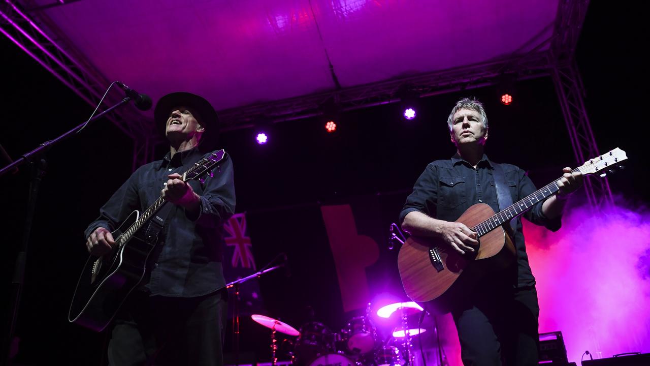 Midnight Oil singer Peter Garrett performed at the official ceremony to celebrate the closure of the climb at Uluru-Kata Tjuta National Park in the Northern Territory. Picture: AAP Image/Lukas Coch.