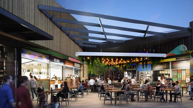 An artist impression of the street food precinct set to open at Eastern Creek Quarter later this year. Picture: Supplied