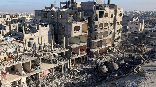 Rubble around Al-Farouk Mosque after an airstrike in Rafah in southern Gaza last week. Picture: Said Khatib/Agence France-Presse — Getty Images