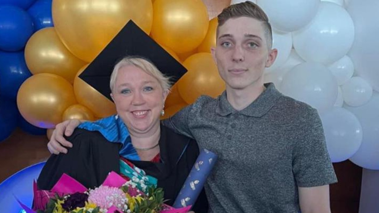 Samara Laverty pictured with her son, Declan, who was fatally stabbed while working at a Darwin BWS bottle shop in March.