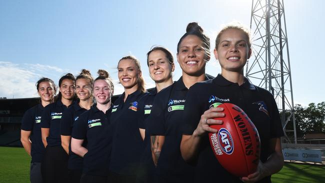 Angela Foley, Tayla Thorn, Sally Riley, Sophie Armitstead, Abbey Holmes, Heather Anderson, Stevie-Lee Thompson and Jasmine Anderson make up the eight females who have made the Crows list for the AFL women's League.