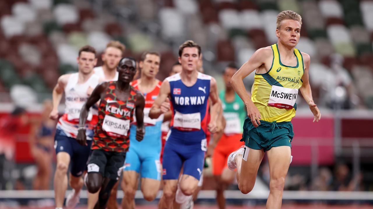 Stewart McSweyn in action during the men’s 1500m semi-final. Picture: Getty Images