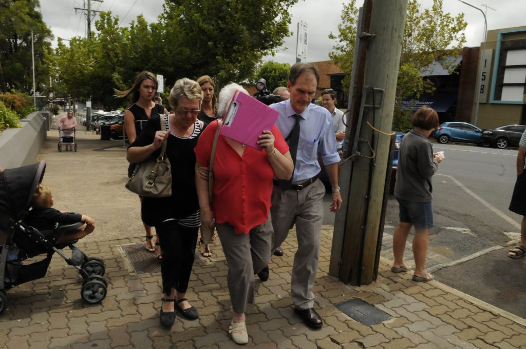 COURT: Family of murdered woman Melanie Perks and her daughter Ebony leave Toowoomba Court following the appearance of the 16-year-old boy charged with their murders. . Picture: Bev Lacey