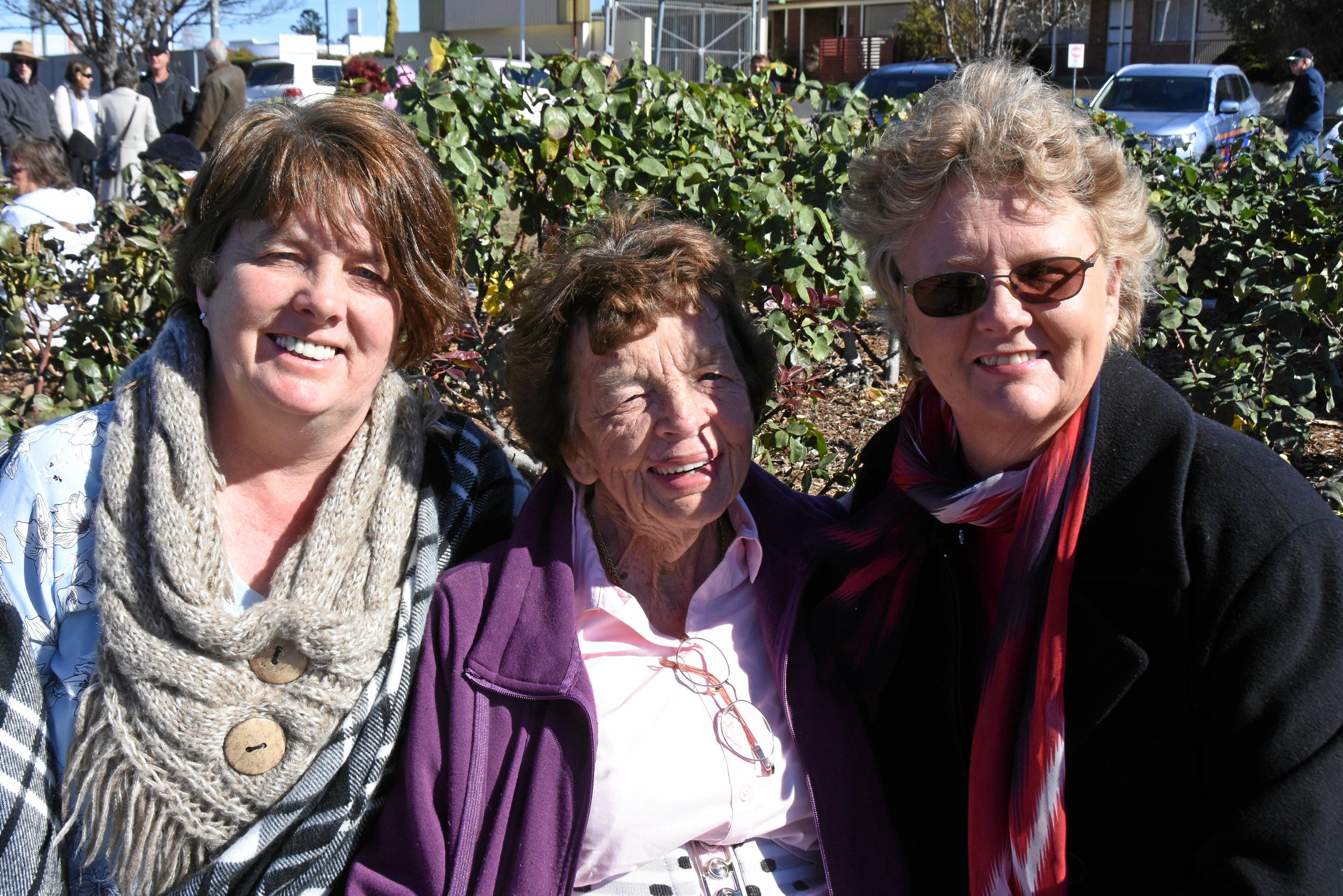 Elaine Dalziel, Jean Edwards and John Simpson's former student Judie Haidley. Picture: Chris Lines