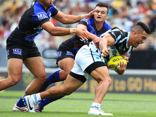 Tinirau Arona rewound the clock to his scoring days in the NRL. Picture: Mark Evans