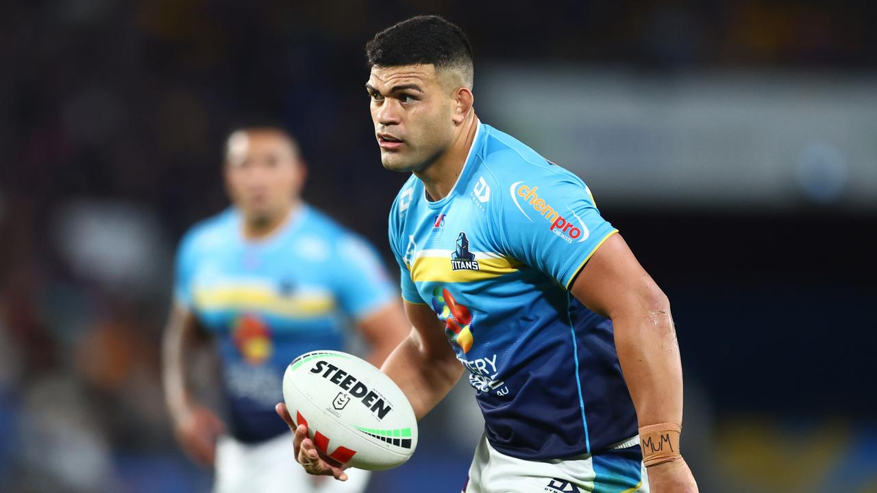 David Fifita of the Titans runs the ball. (Photo by Chris Hyde/Getty Images)