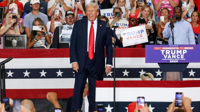 Former US president and 2024 Republican presidential candidate Donald Trump at a campaign rally in Saint Cloud, Minnesota. Picture: AFP