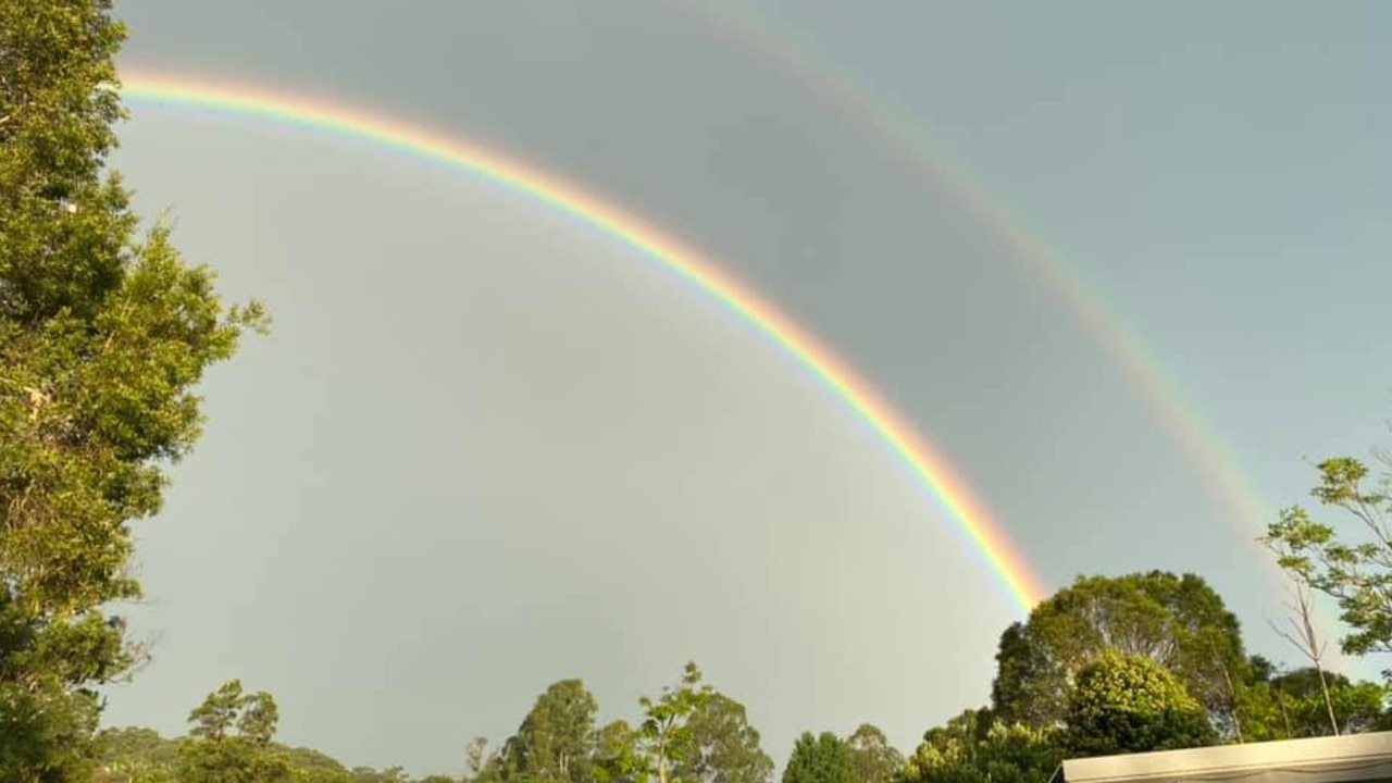 Double rainbow at middle Boambee, snapped by Leanne Bacon.