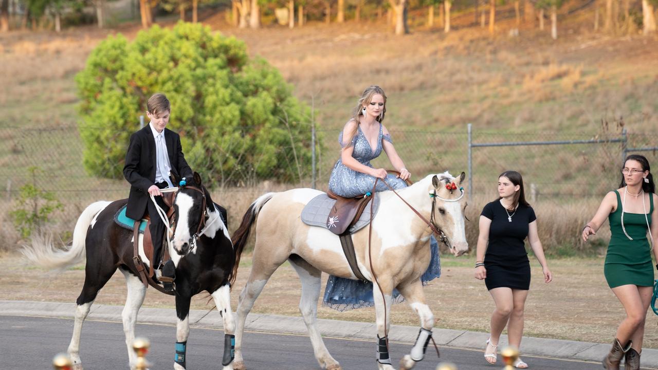 Brock Morgan and Charlotte Monckton of Cooloola Christian College graduating class 2023 arrive at their formal. October 5, 2023. Picture: Christine Schindler