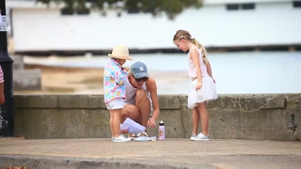 Kelly Landry takes time out with kids in Sydney