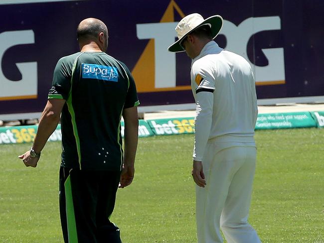 Michael Clarke is still recovering from the hamstring injury he sustained in Adelaide. Picture: Simon Cross.